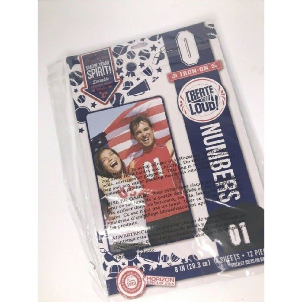 Iron On Numbers White 12 Pieces 8 Inch NEW Sealed